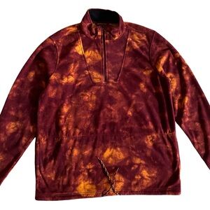 No Boundaries men fleece pullover size large abstract colors burgundy&orange